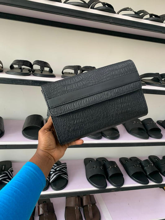 MEN’S LEATHER PURSE MEDIUM-CROC CLIP