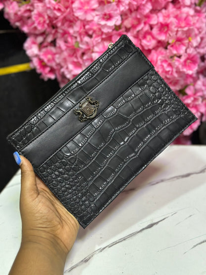 Men’s leather Purse - BLACK PLAIN CROCS