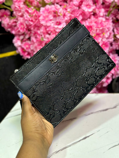 Men’s Leather Purse - SKIN CROCS BLACK