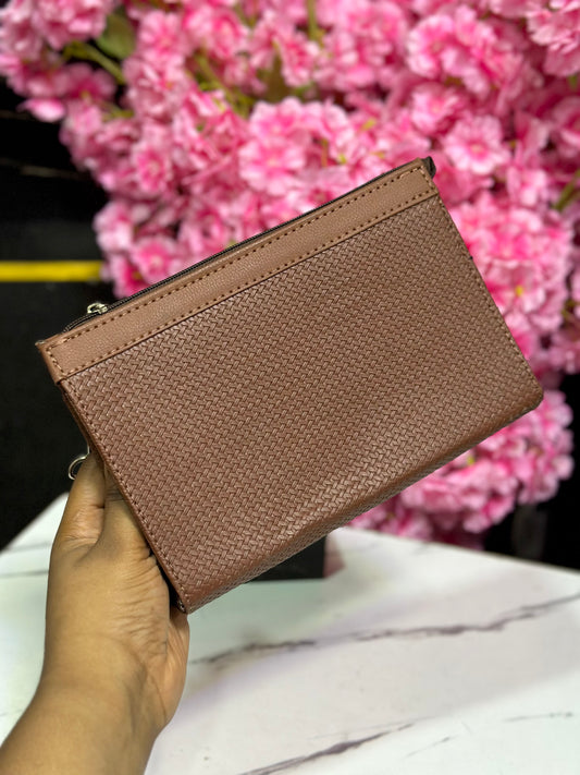 MEN’S LEATHER MIDI PURSE - Basket Light Brown