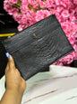 MEN’S LEATHER PURSE - BLACK PATTERNED CROCS