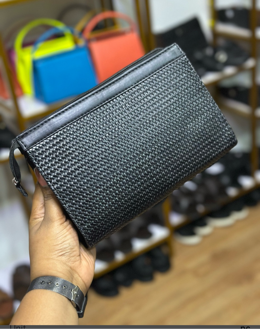 MEN’S LEATHER PURSE MIDI - Basket Black