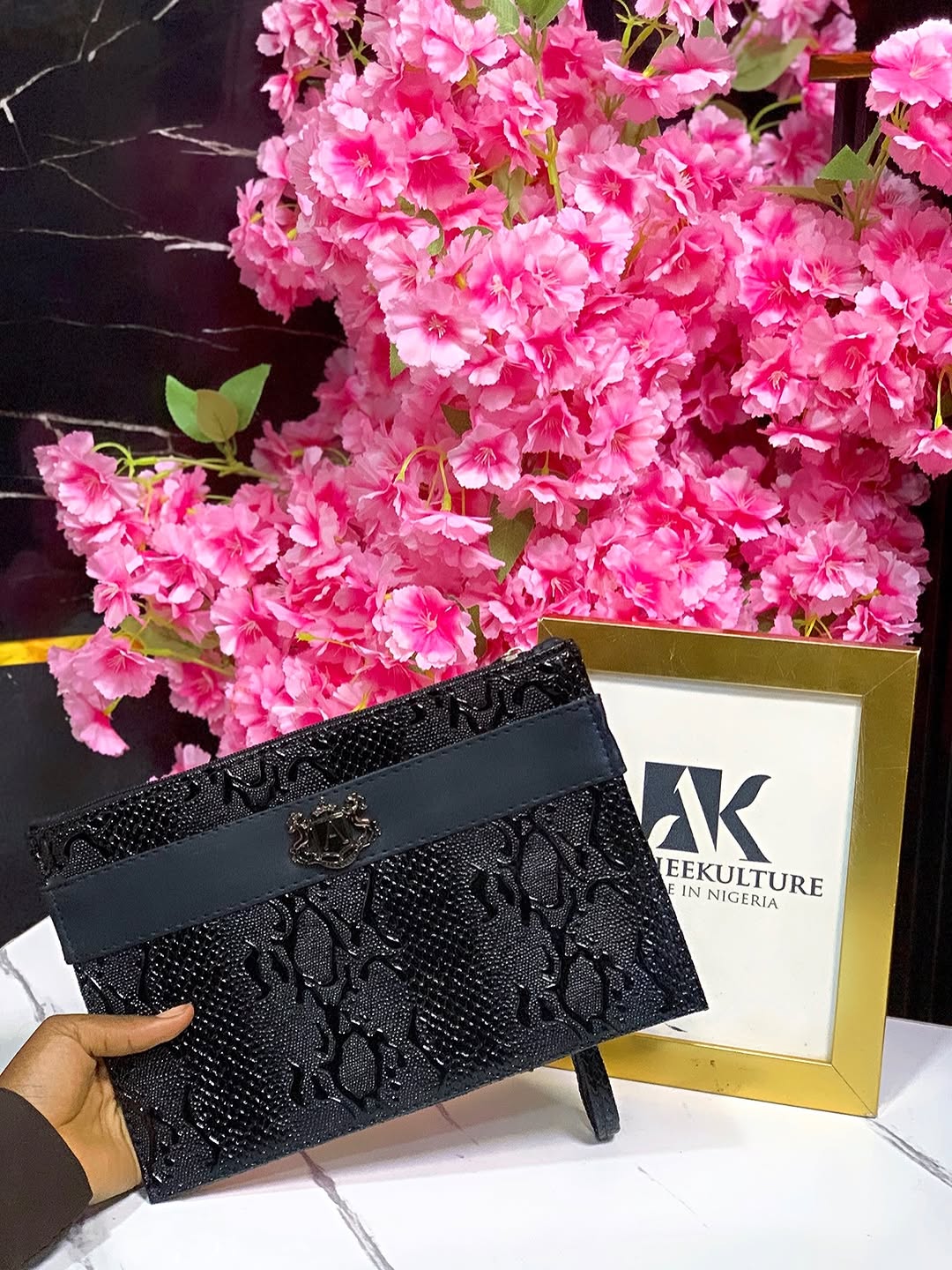 Men’s Leather Purse - SKIN CROCS BLACK