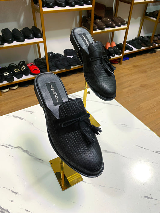 REMI HALF-SHOE MULES - Black