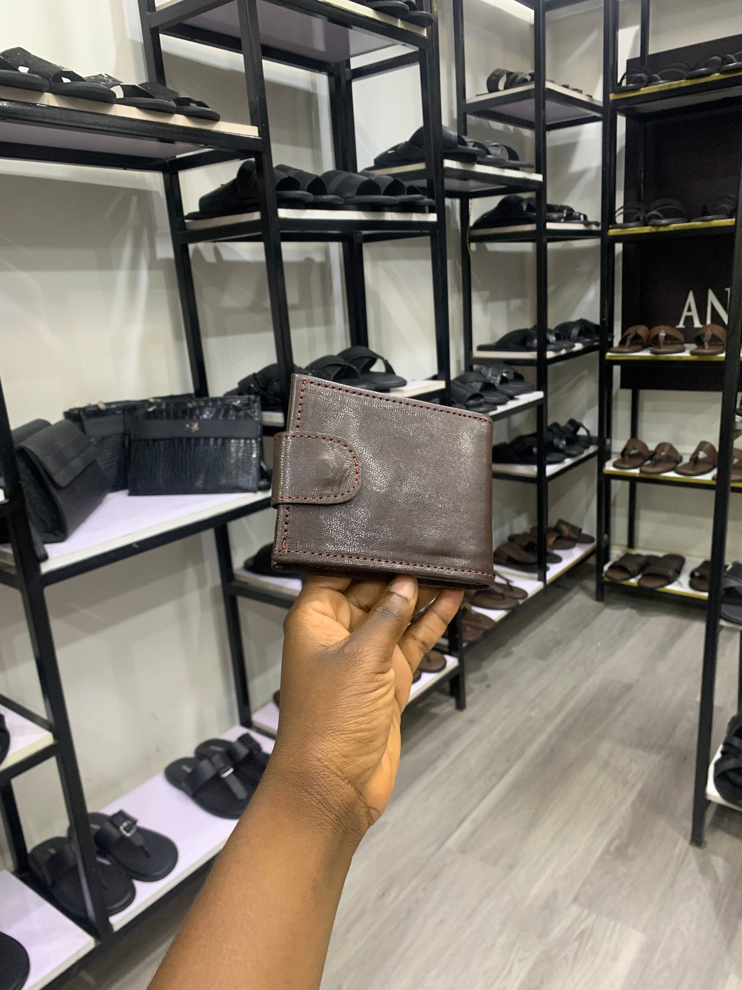 Plain brown clip-wallet