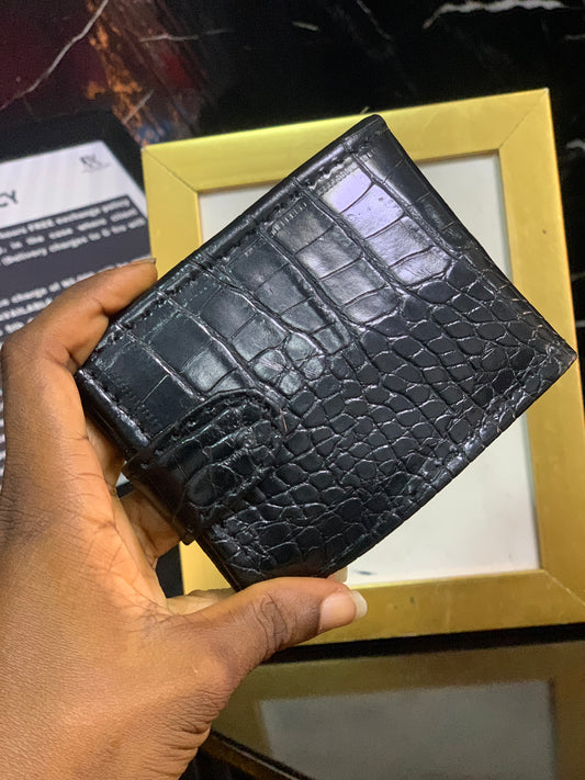 Plain Crocs Bifold Wallet - Black (With Clip)