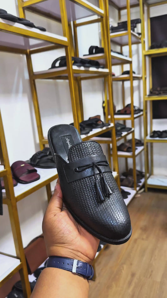 REMI HALF-SHOE MULES - Black